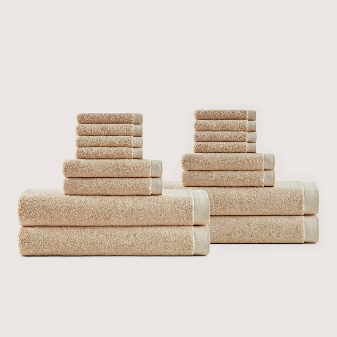 Extra sterke katoenen badset van 16 stuks – Comfort en douceur voor het hele gezin