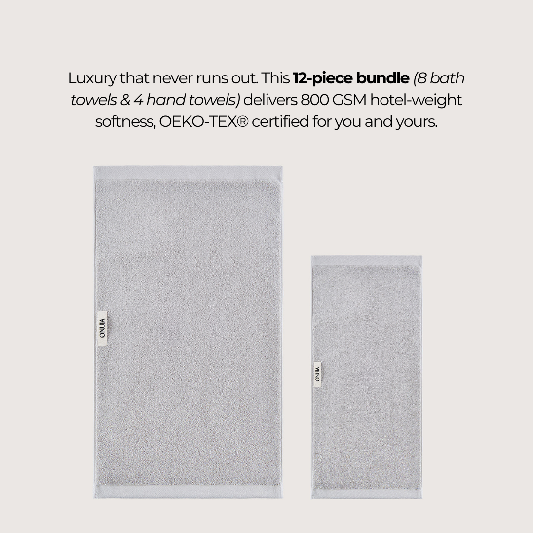 Premium ägyptisches Badezimmer-Set, 12-teilig, 1 + 1 gratis